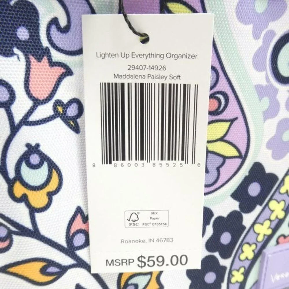 Vera Bradley‎ Maddalena Paisley Soft Lighten Up Everything Organizer NWT